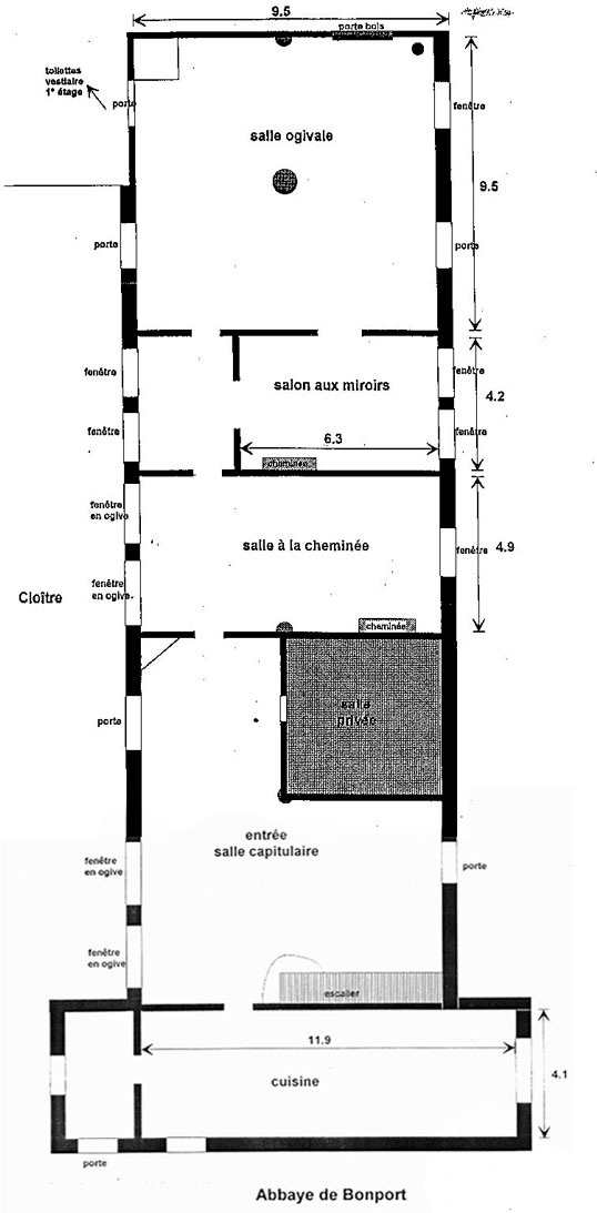 Plan des salles de l'Abbaye de Bonport